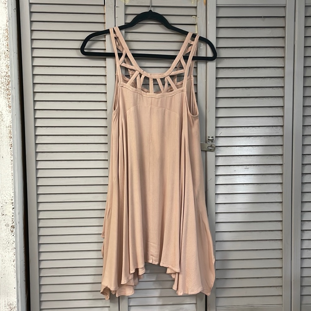 Strappy Tunic top. Nude. Easel - Picture 1 of 6